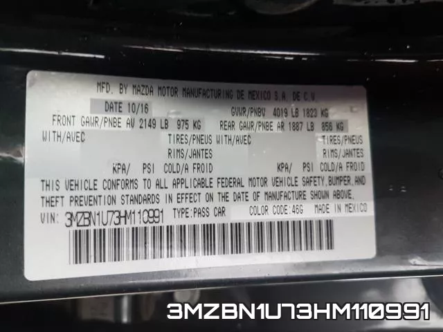 3MZBN1U73HM110991 фото 2