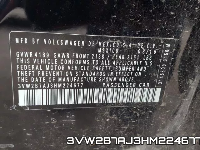 3VW2B7AJ3HM224677 фото 2