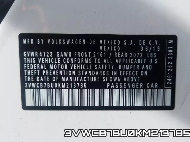 3VWCB7BU0KM213785 фото 2