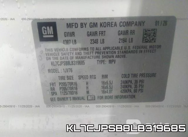 KL7CJPSB8LB319685 фото 10
