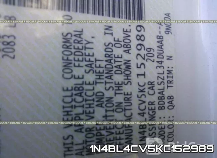 1N4BL4CV5KC152989 фото 10