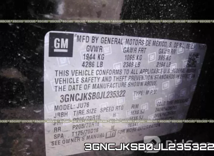3GNCJKSB0JL235322 фото 10