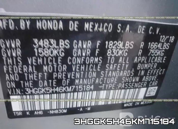 3HGGK5H46KM715184 фото 10