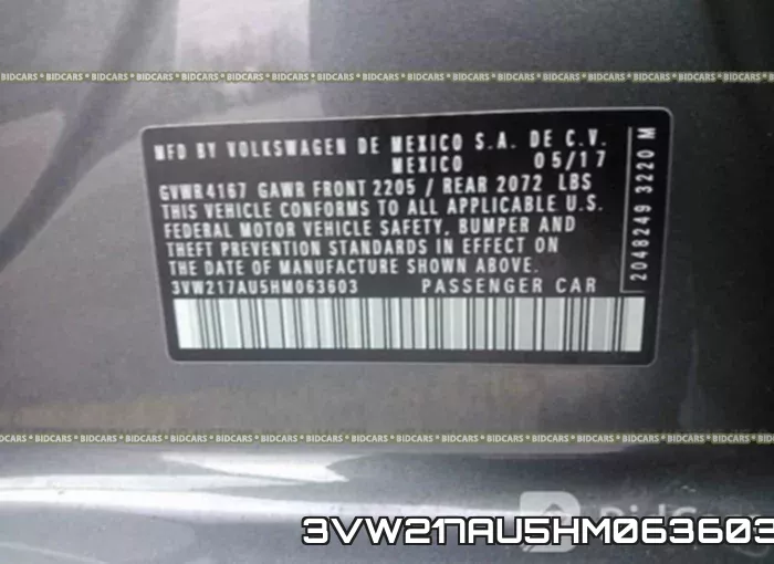 3VW217AU5HM063603 фото 10
