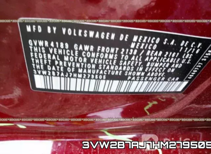 3VW2B7AJ7HM279505 фото 10