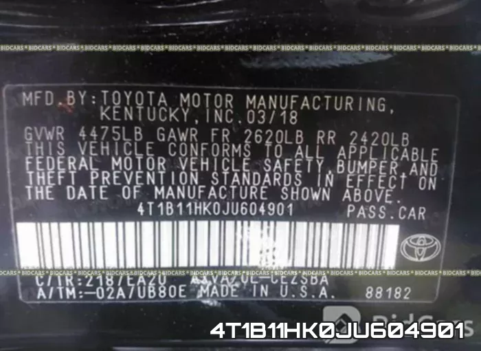 4T1B11HK0JU604901 фото 10