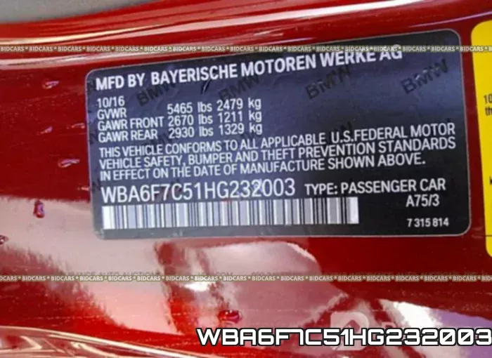 WBA6F7C51HG232003 фото 10