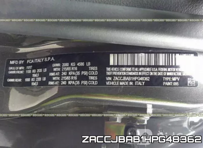 ZACCJBAB1HPG48362 фото 10