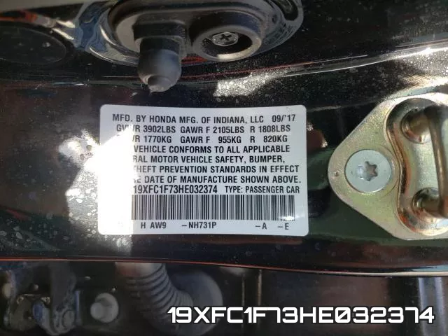 19XFC1F73HE032374 фото 2