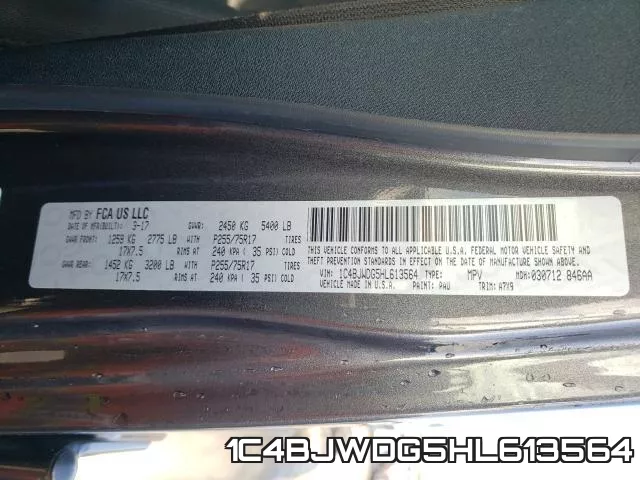 1C4BJWDG5HL613564 фото 2