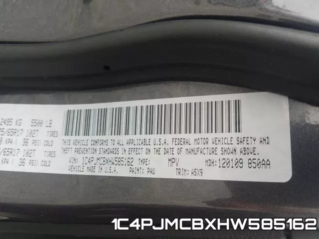 1C4PJMCBXHW585162 фото 2