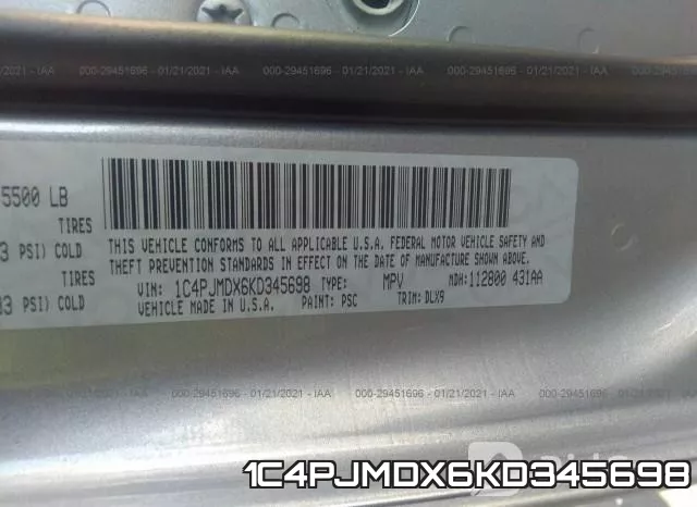 1C4PJMDX6KD345698 фото 9