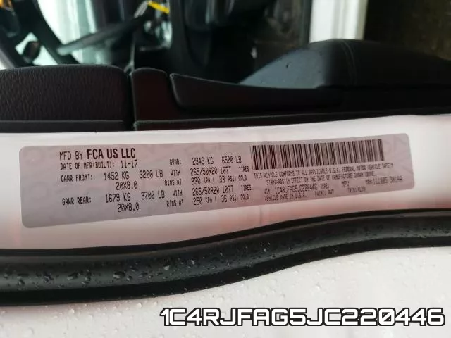 1C4RJFAG5JC220446 фото 2