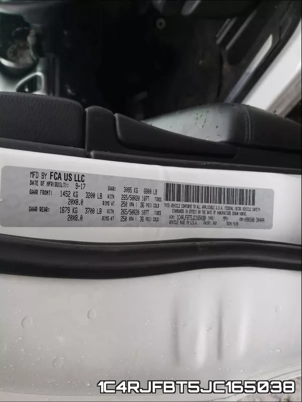 1C4RJFBT5JC165038 фото 2