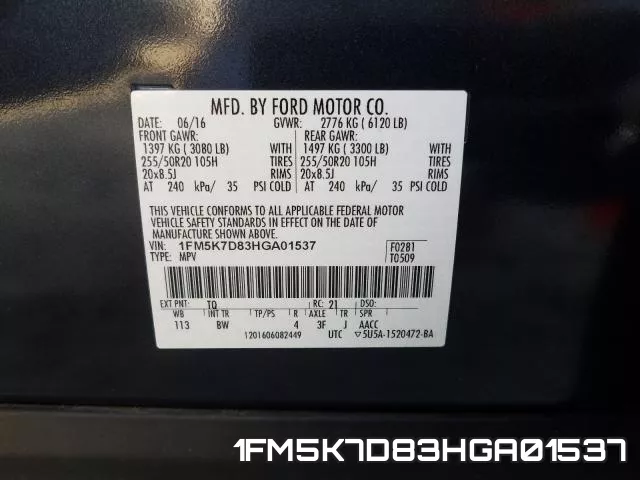 1FM5K7D83HGA01537 фото 2