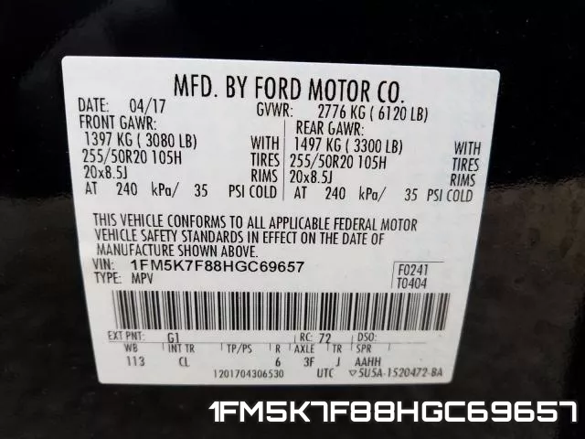 1FM5K7F88HGC69657 фото 2