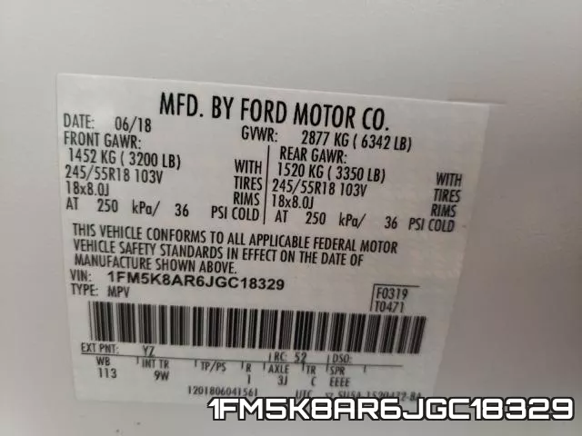 1FM5K8AR6JGC18329 фото 2