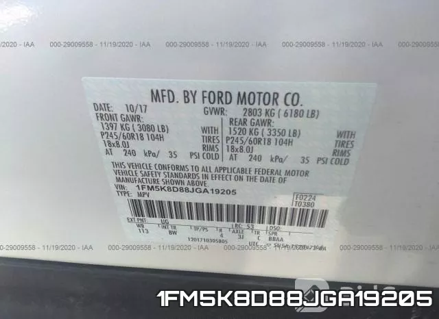 1FM5K8D88JGA19205 фото 7