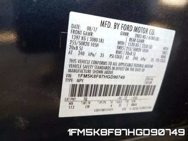 1FM5K8F87HGD90749 фото 2