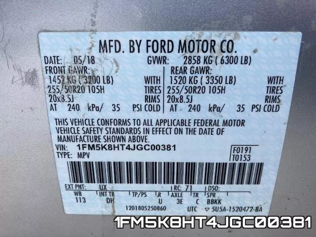 1FM5K8HT4JGC00381 фото 2