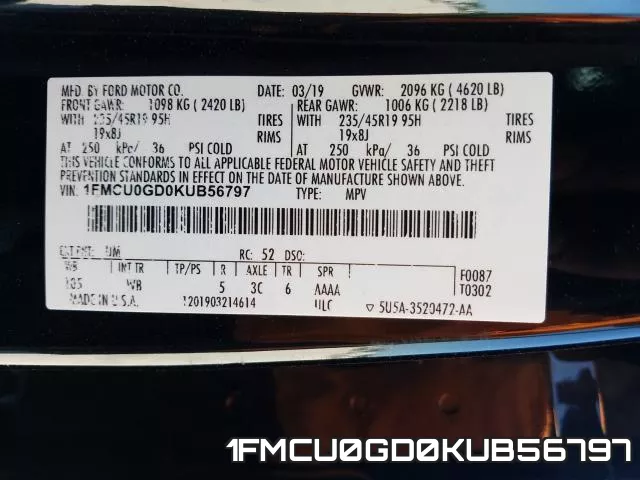 1FMCU0GD0KUB56797 фото 2