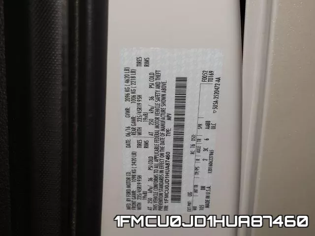1FMCU0JD1HUA87460 фото 2