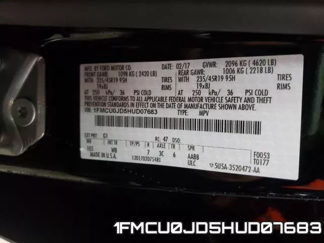 1FMCU0JD5HUD07683 фото 2