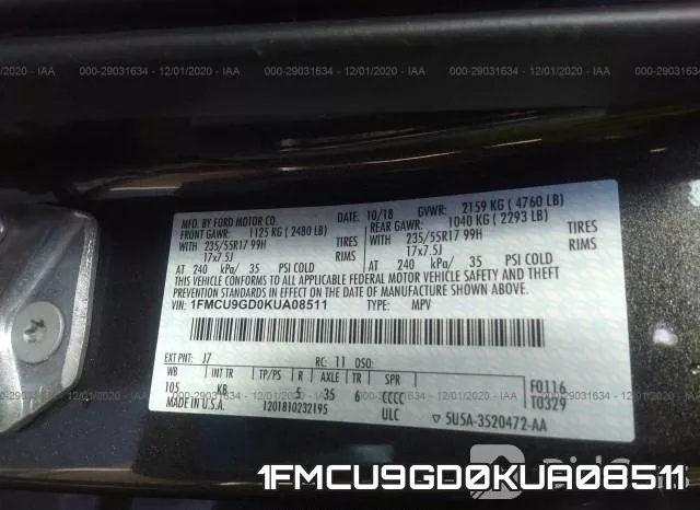 1FMCU9GD0KUA08511 фото 8