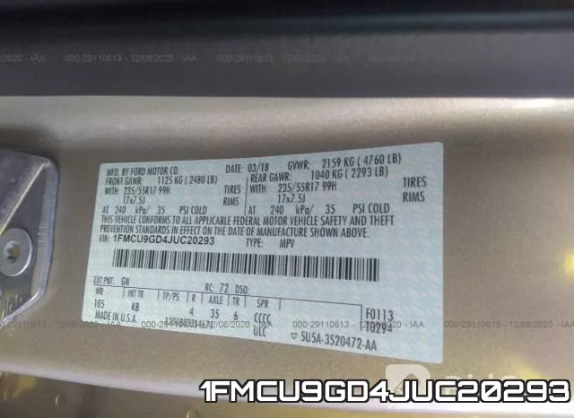 1FMCU9GD4JUC20293 фото 10