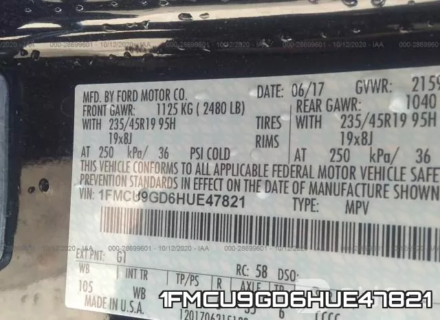 1FMCU9GD6HUE47821 фото 9
