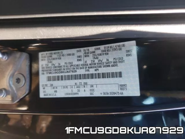 1FMCU9GD8KUA07929 фото 2