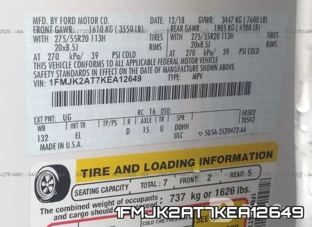 1FMJK2AT7KEA12649 фото 9