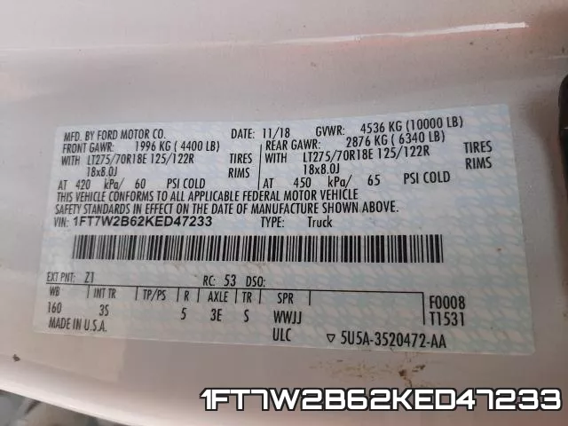1FT7W2B62KED47233 фото 2