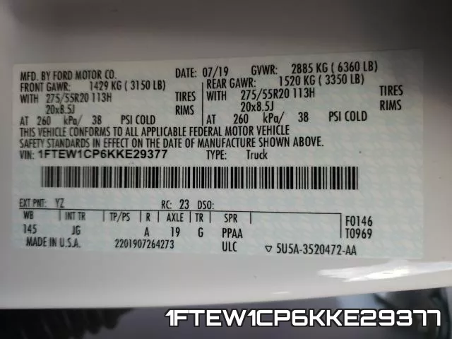 1FTEW1CP6KKE29377 фото 2