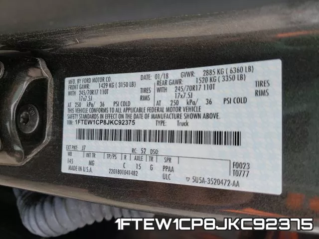 1FTEW1CP8JKC92375 фото 2