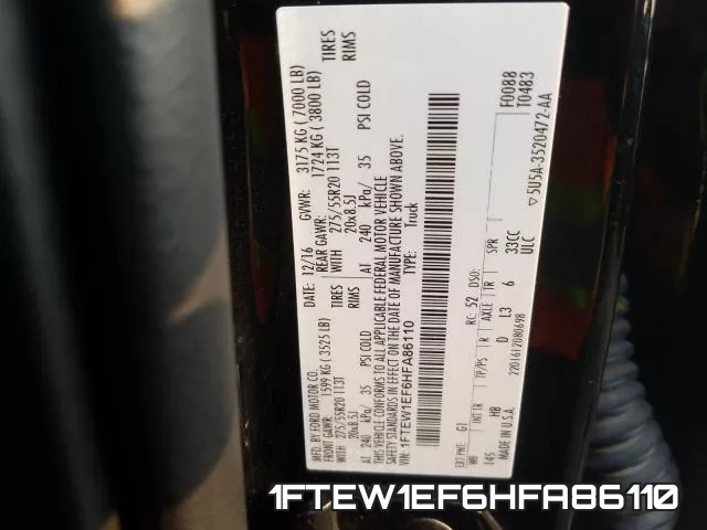1FTEW1EF6HFA86110 фото 2