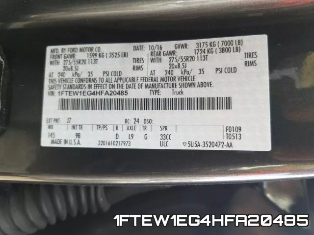 1FTEW1EG4HFA20485 фото 2