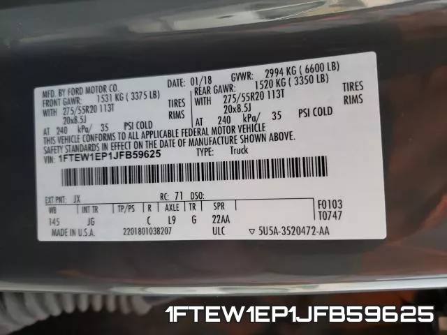 1FTEW1EP1JFB59625 фото 2
