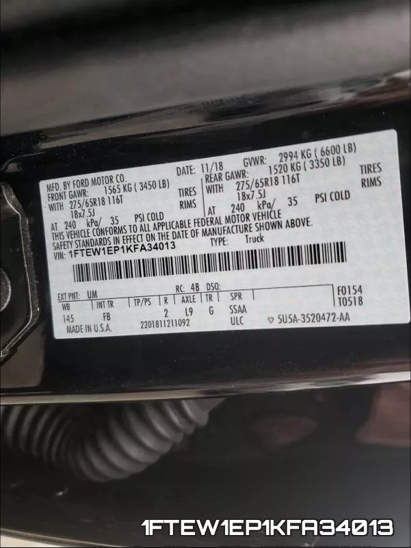 1FTEW1EP1KFA34013 фото 2
