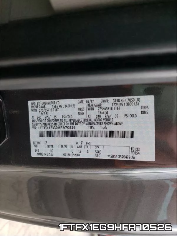 1FTFX1EG9HFA70526 фото 2