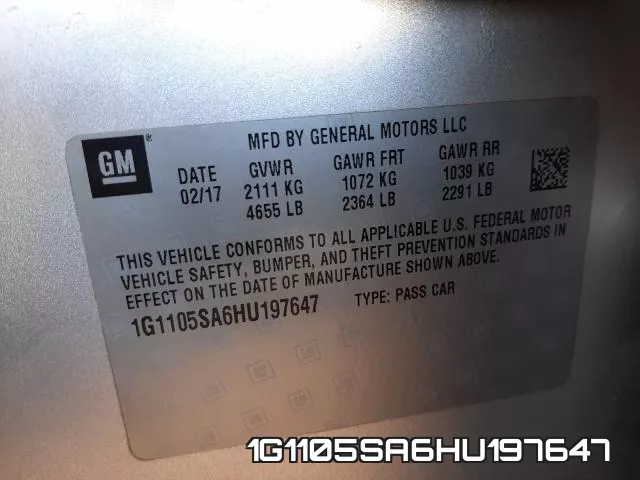 1G1105SA6HU197647 фото 2