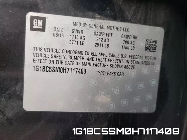 1G1BC5SM0H7117408 фото 2