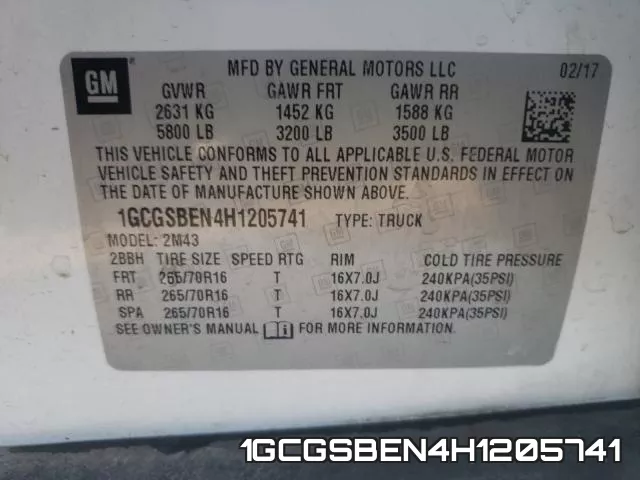 1GCGSBEN4H1205741 фото 2