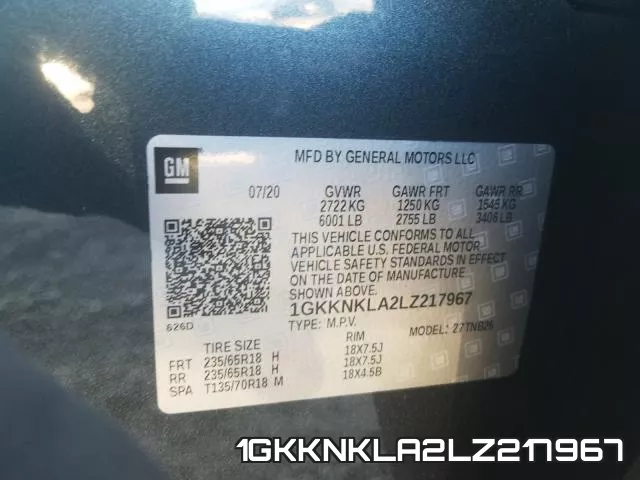 1GKKNKLA2LZ217967 фото 2