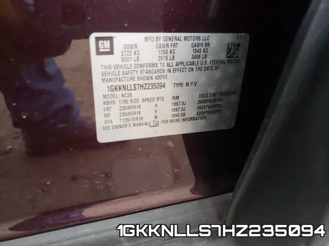 1GKKNLLS7HZ235094 фото 2