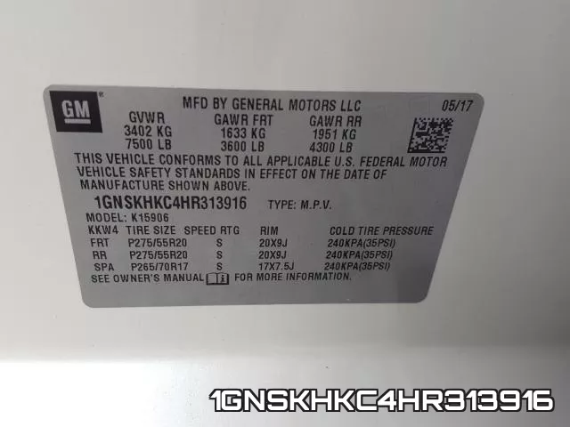 1GNSKHKC4HR313916 фото 2