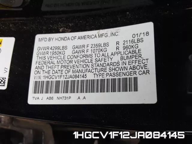 1HGCV1F12JA084145 фото 2