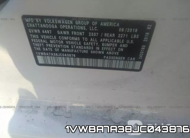 1VWBA7A38JC043876 фото 9