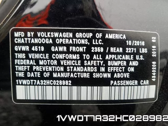 1VWDT7A32HC028982 фото 2