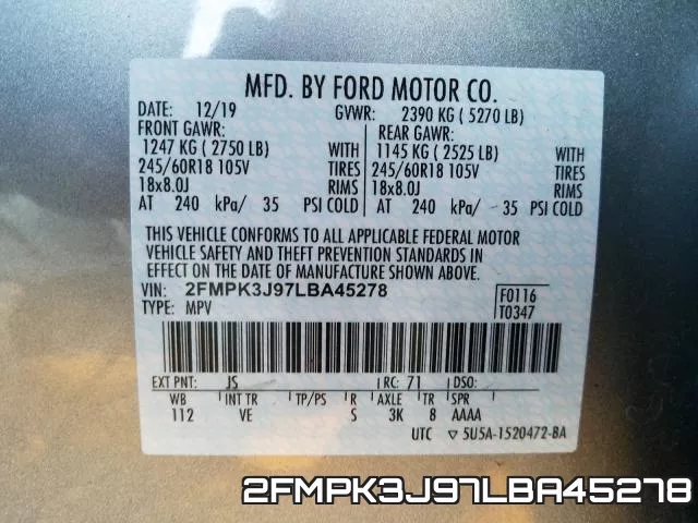 2FMPK3J97LBA45278 фото 2